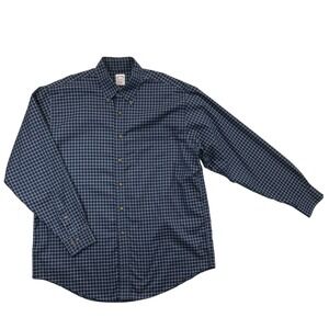Brooks Brothers Shirt Mens L Blue Check Plaid Cotton Button Down Long Sleeve